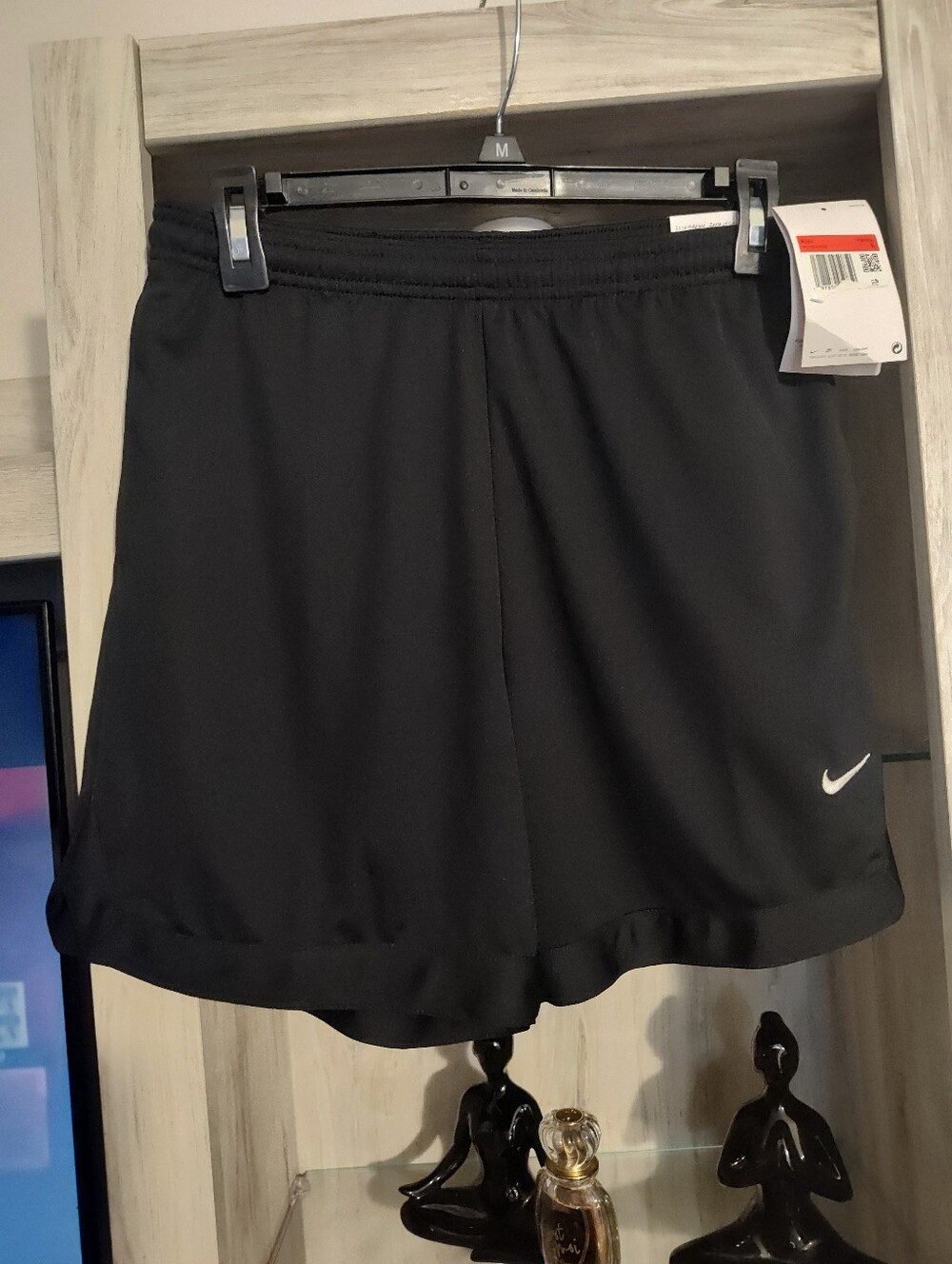 Nike Kids Black Athletic Shorts with White Swoosh SZ Large Kids (10/12)